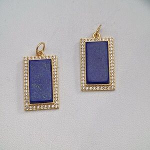 SGP8 S925 Stamped Lapis Lazuli Pendant